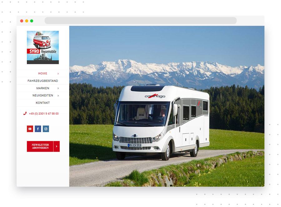 Webseiten Referenz: Syro Reisemobile