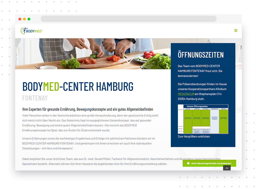 Website-Referenz: Bodymed-Center Hamburg